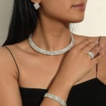 Colier cu cercei AS08HH Auriu cu cristale din sticla + Accesorii